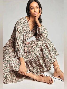 Roller Rabbit Floral Cotton Maxi Dress Size Medium Like New